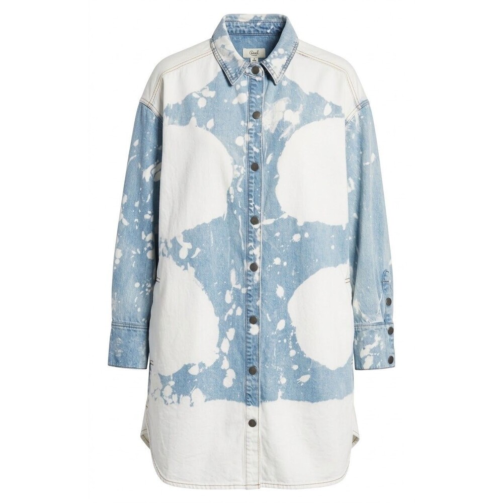 Easel Los Angeles Bleach Washed Denim Shirt Dress Oversized Tunic Size Small